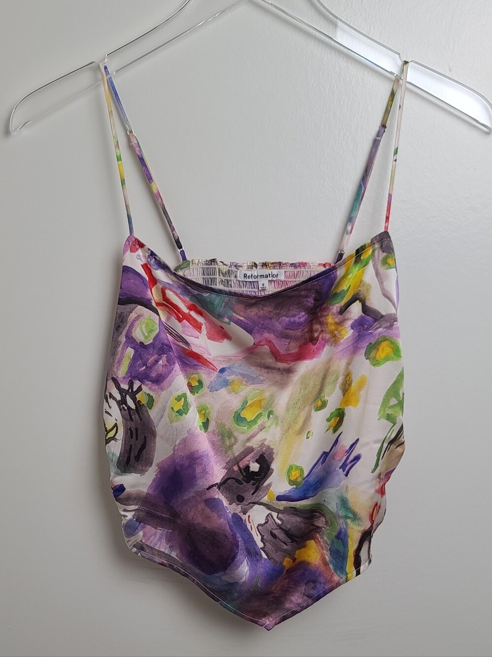 Reformation Silk Top | Colorful Grafiti | Size 6